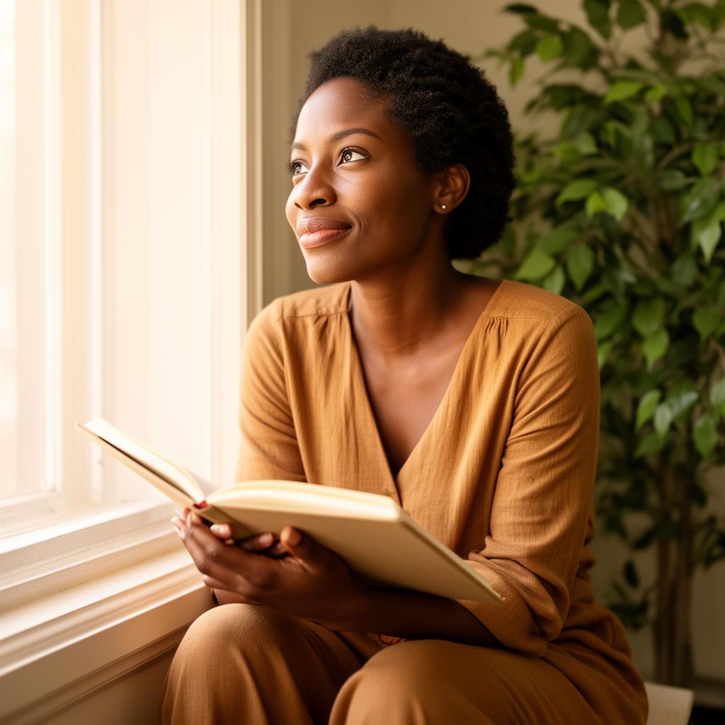 Woman finding clarity and hope through self-reflection