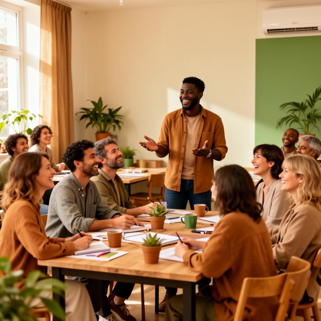 Diverse group participating in a wellness workshop