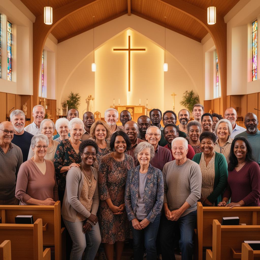 Diverse community gathered together in unity