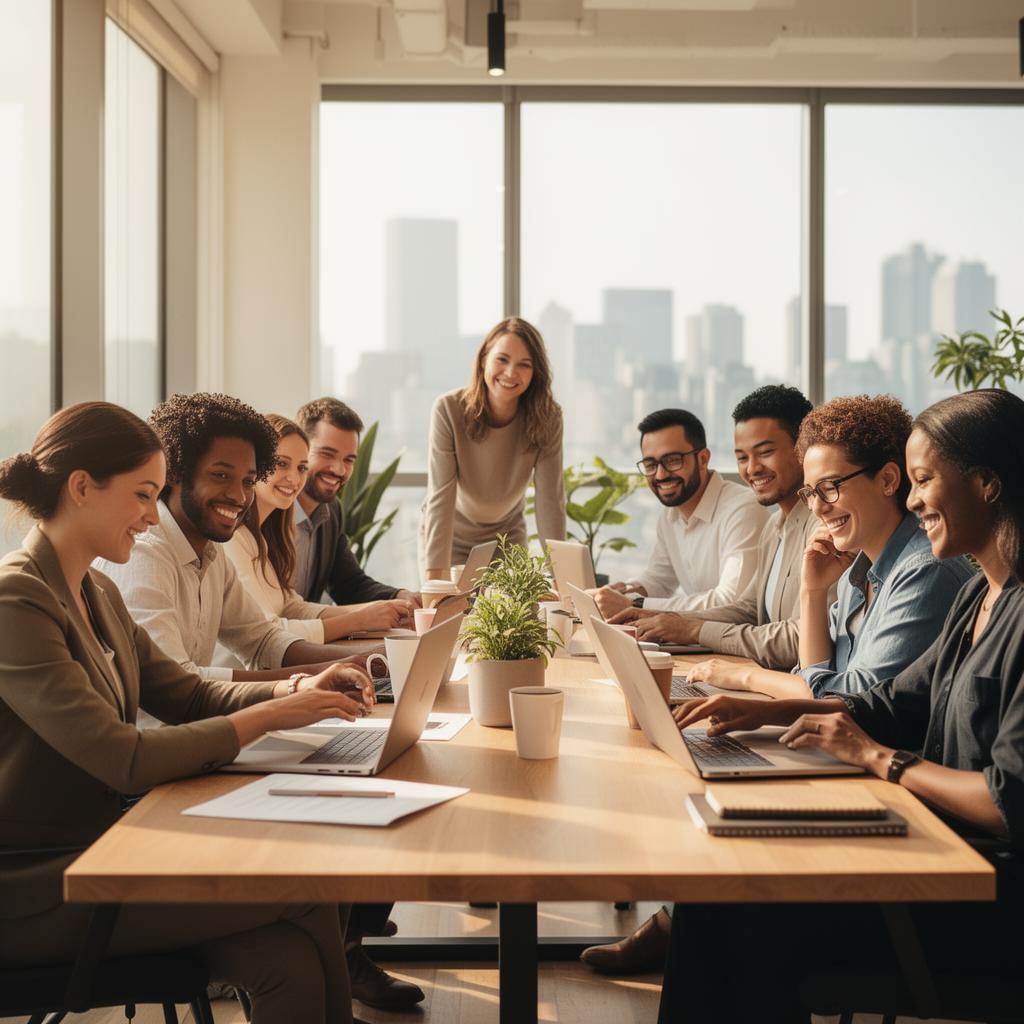 Diverse professional team collaborating in harmony